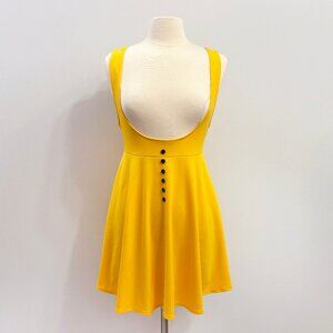 Allegra K yellow pinafore suspender skirt size Medium